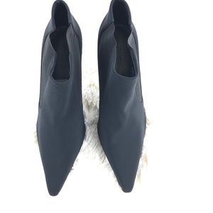 BCBGIRLS Women's Black Fabric Pointy Toe Booties