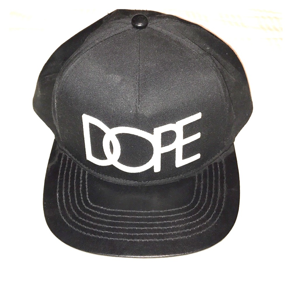 Dope Black Leather Rim Hat