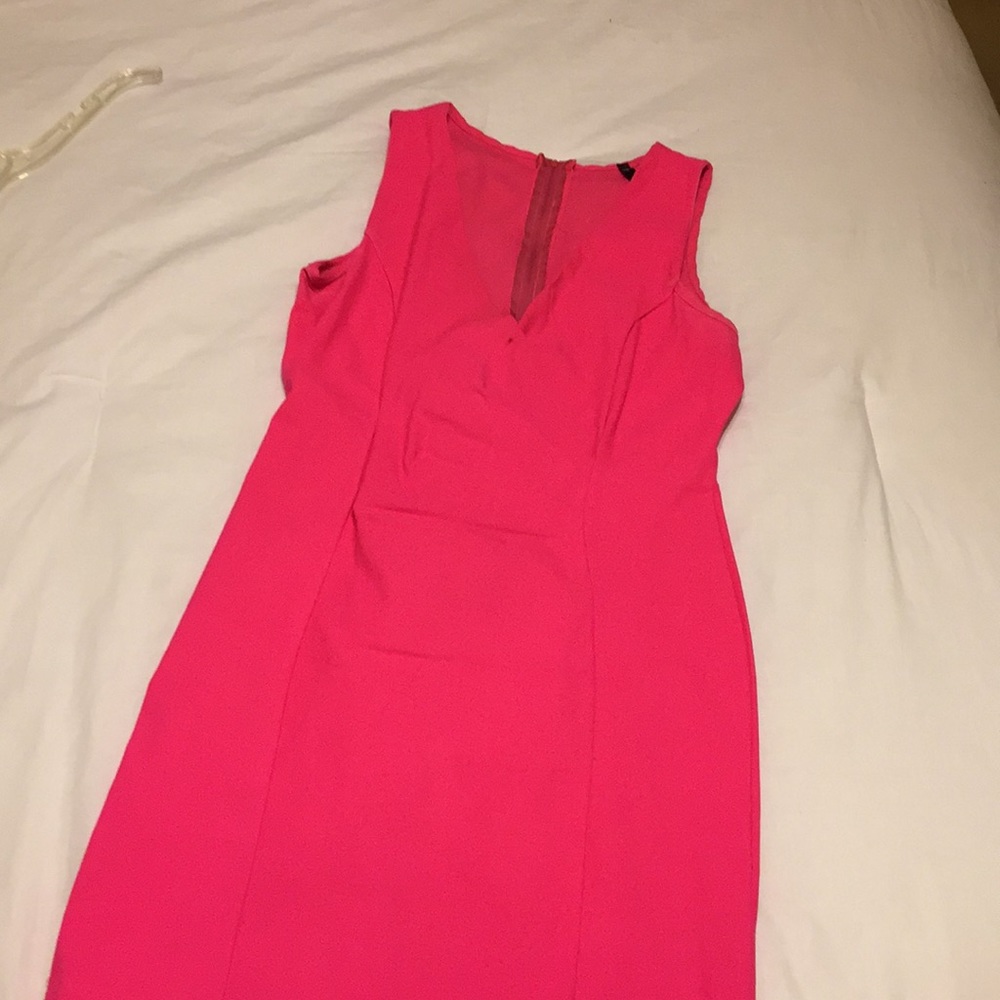 Hot pink dress.