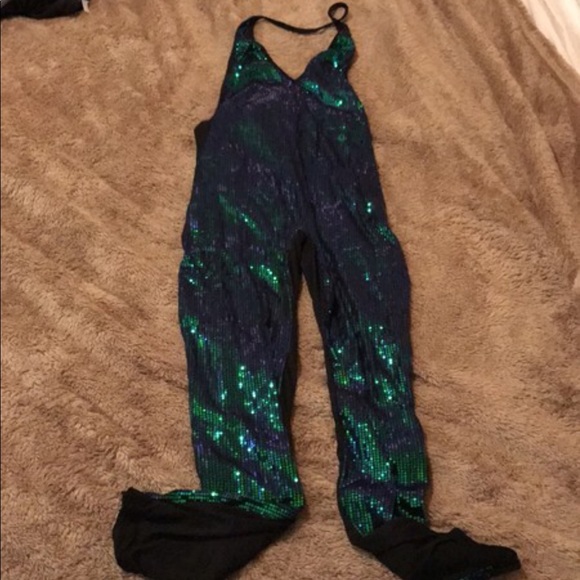 green sparkly jumpsuit