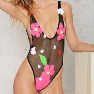 Lee & Lani blk mesh one piece swimsuit-used