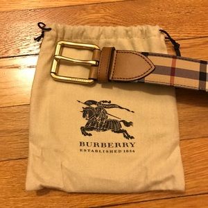 Burberry Horseferry Check & Leather Belt