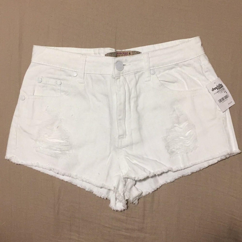 High rise denim shorts