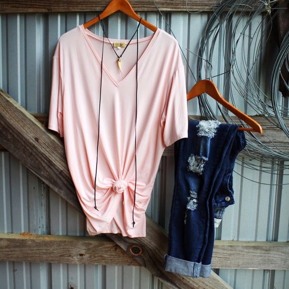 Peach PIKO v-neck Tunic - Picture 2 of 3
