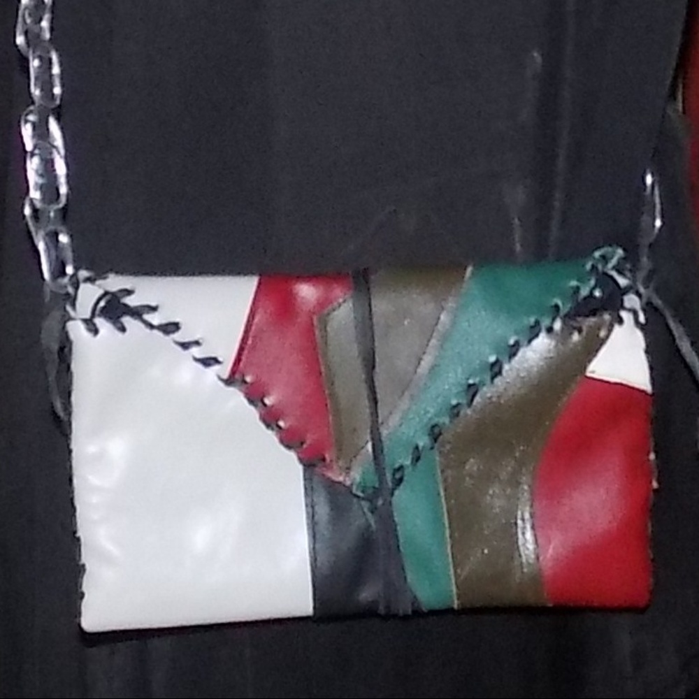 Crossbody Ipad-Bag in red, green, gray and brown