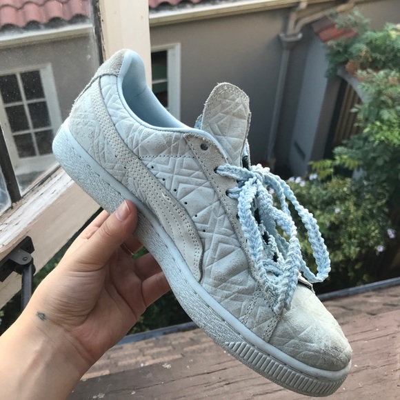 PUMA: Light Blue Solange Suede Classic Squares - Picture 3 of 5