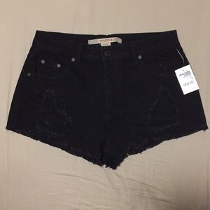 High rise denim shorts