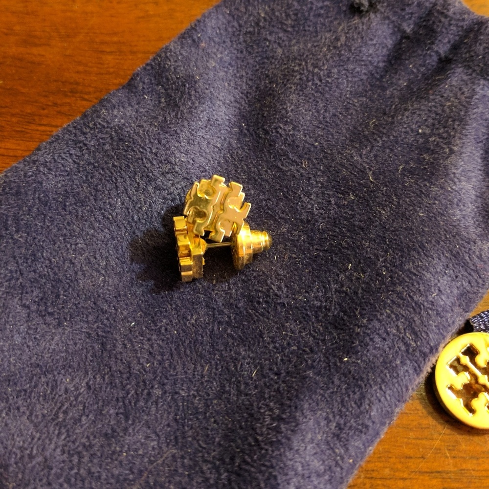 Tory Burch T Logo gold stud earrings