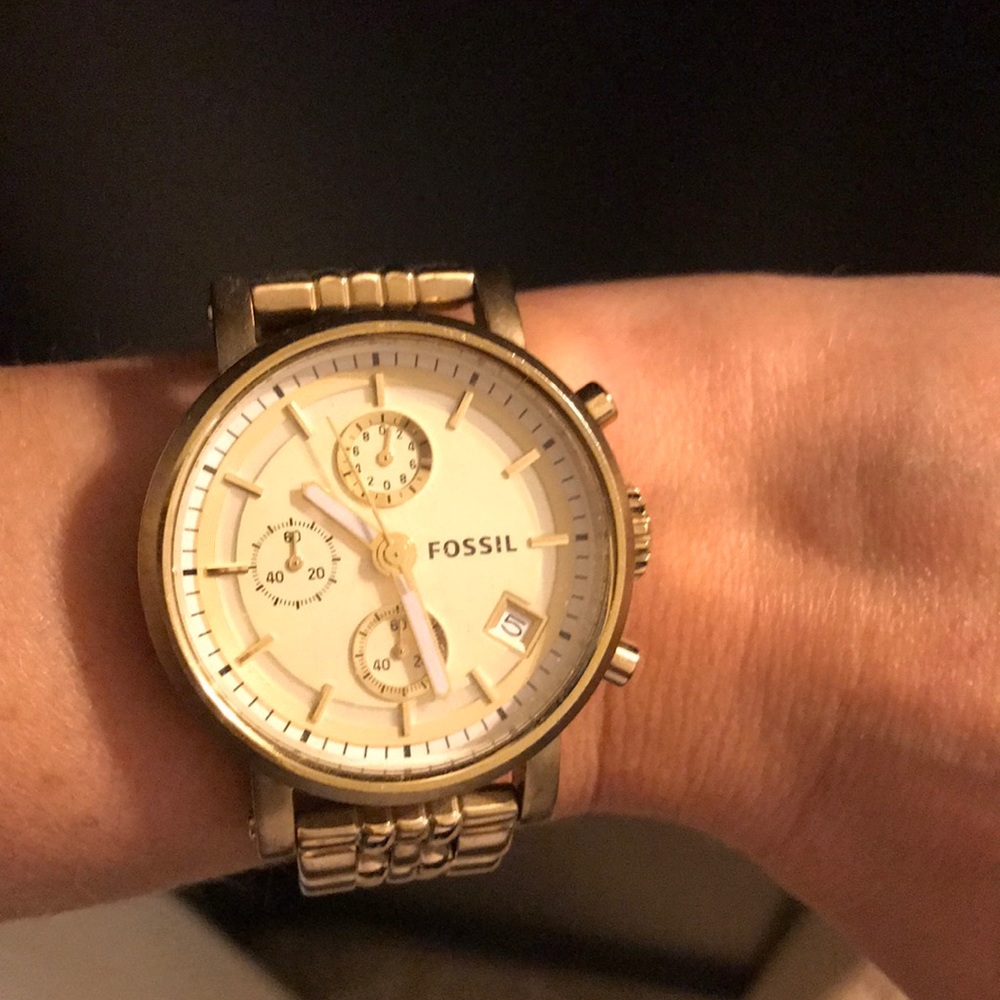 Gold tone fossil watch