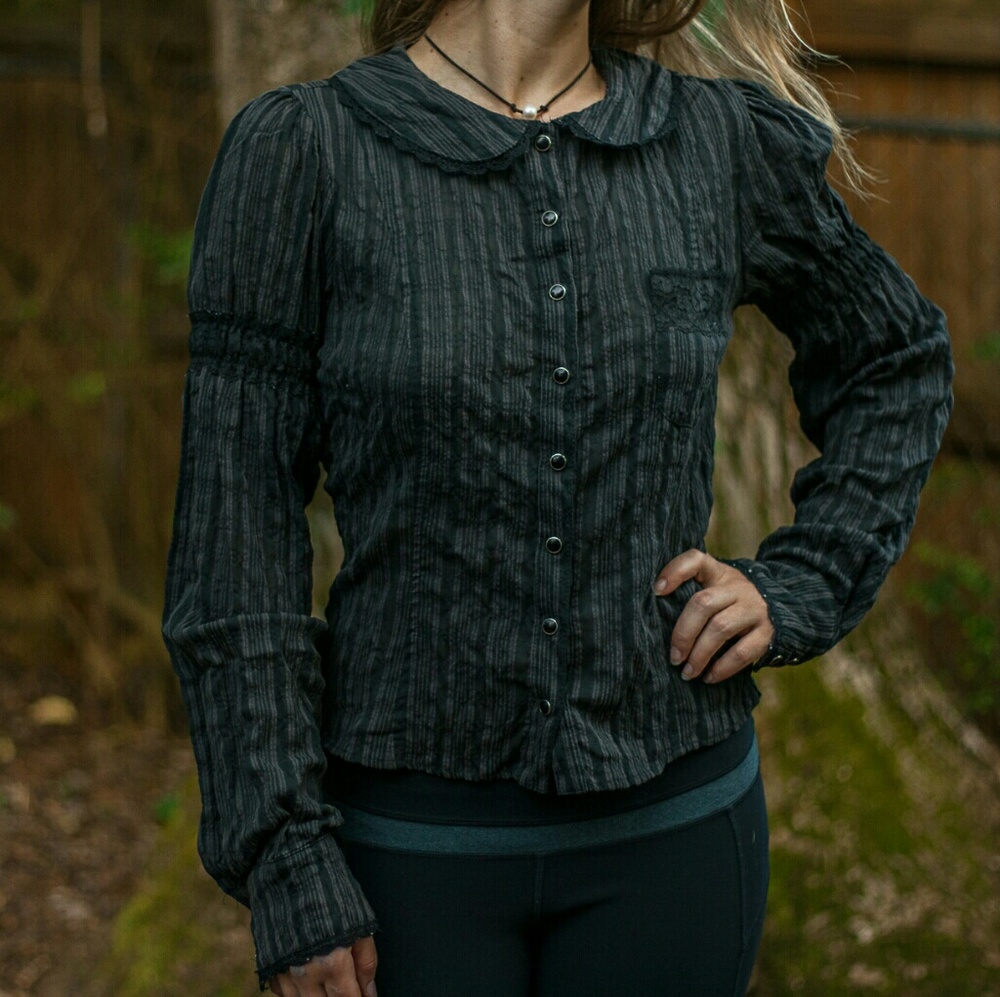 Black steampunk-esque lace and cinch top