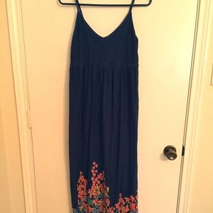 Navy maxi dress with orange flower print