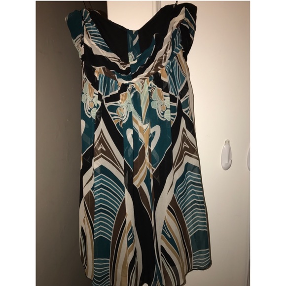 Express Strapless Silk Flowy Dress - Picture 2 of 5