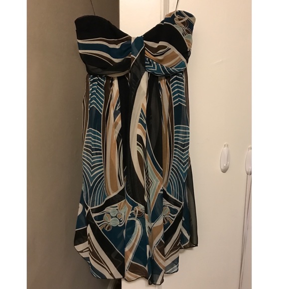 Express Strapless Silk Flowy Dress - Picture 4 of 5