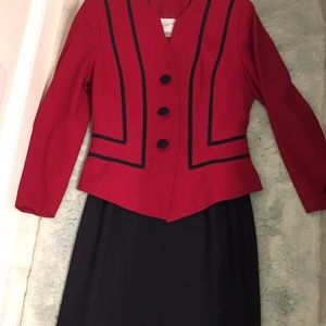 Women's Red and Black Skirt Suit Size 6