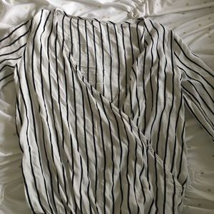 White and black striped crossover top