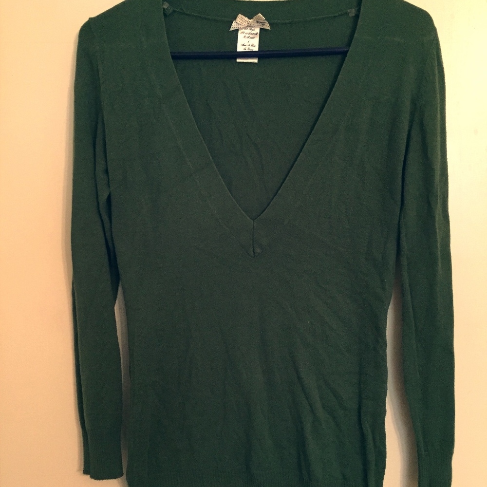Hunter Green Deep-V sweater