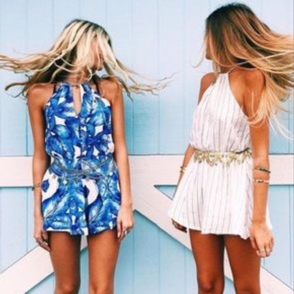 lf striped romper XS