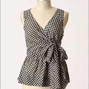 Anthropologie Odille gingham wrap sleeveless top