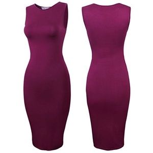 Burgundy Maroon Bodycon Pullover Midi Dress S 👗