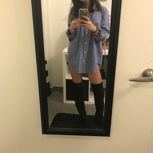 FOR BUNDLES Button Down blue with white stripes