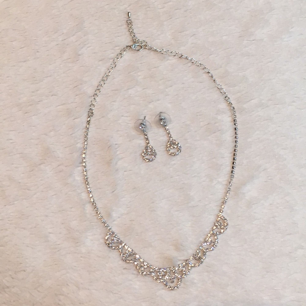 Rhinestone Necklace and Earring Set