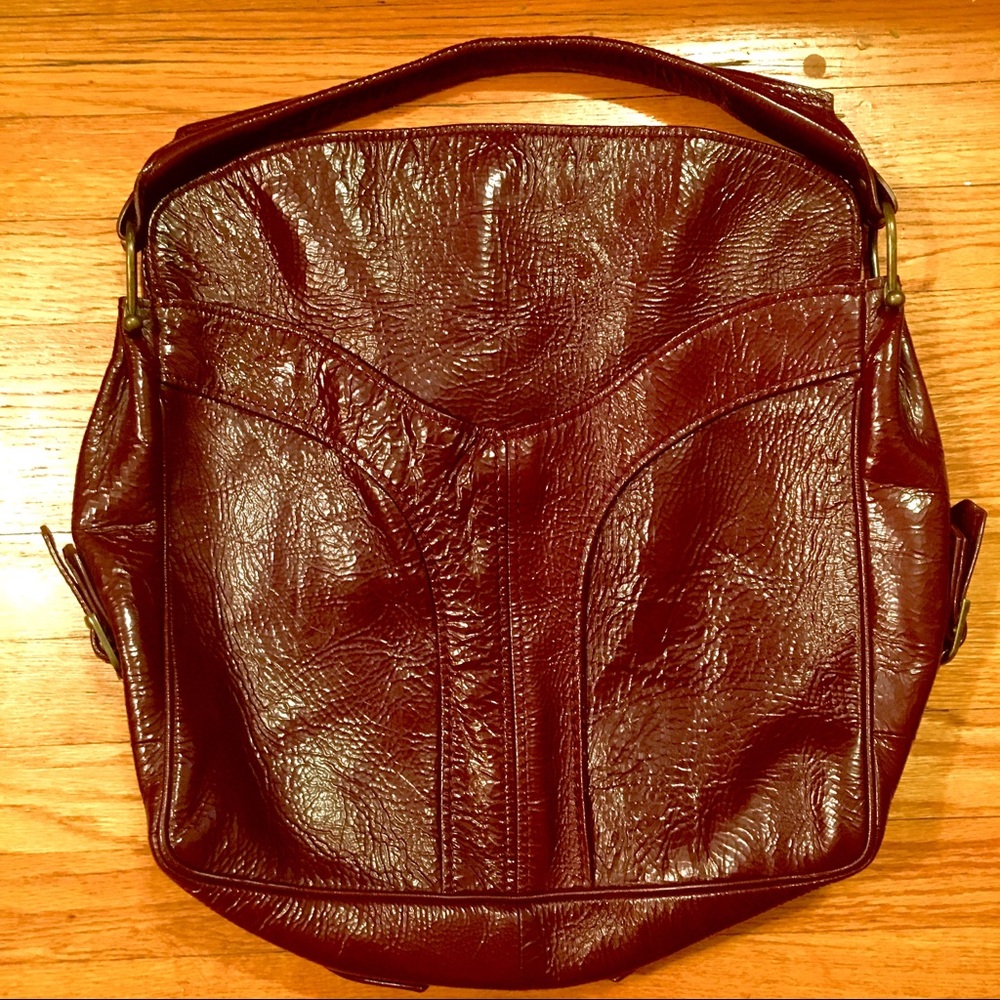 Burgundy Patent Laptop Bag