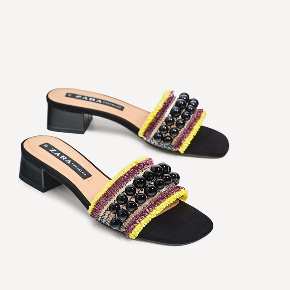 zara beaded slides