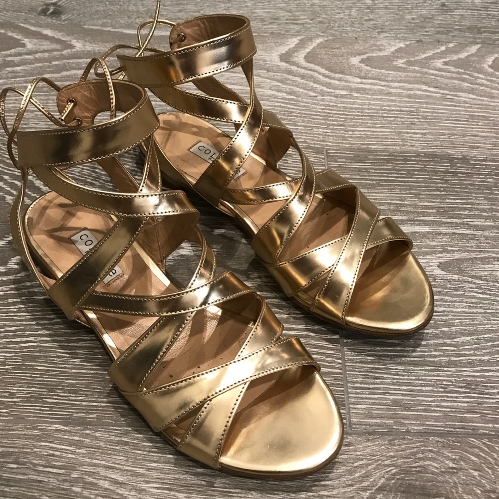 Gold leather sandals