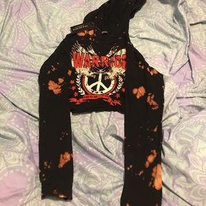 Crop top bleached 'warrior' hoodie