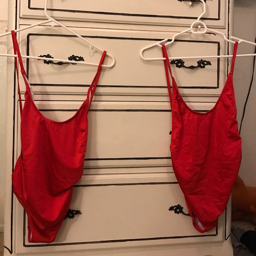 1 Satin Red One Piece Swimsuit