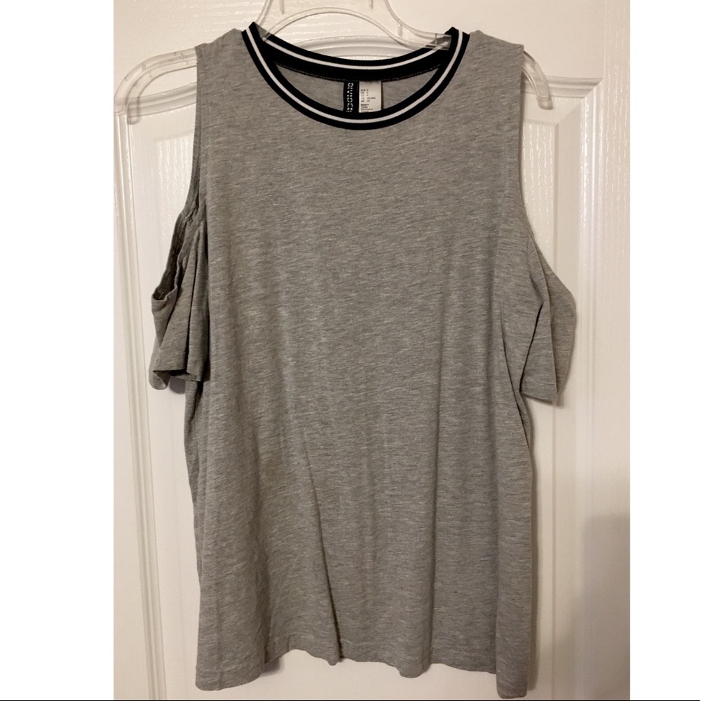 +Forever 21, grey cutout sleeve tee+