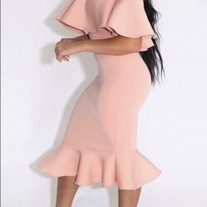 New Peachy off the shoulder knee length dress