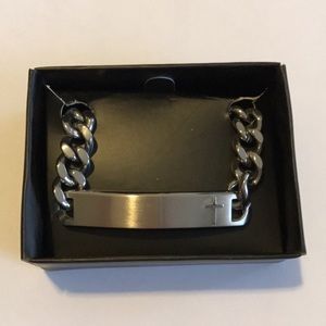 Stainless Steel Cross ID Bracelet