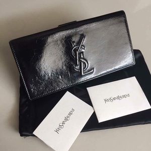 YVES SAINT LAURENT YSL black patent wallet