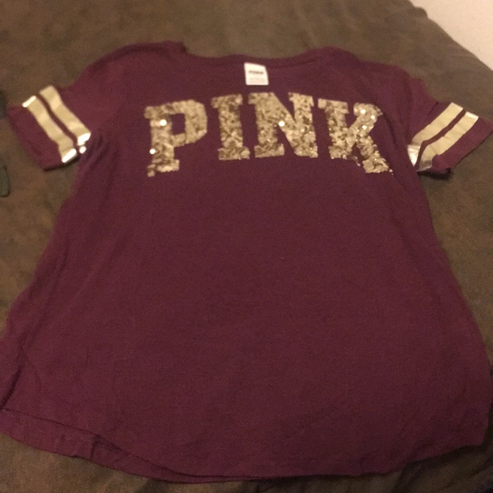Pink cute shirt with gold sequences