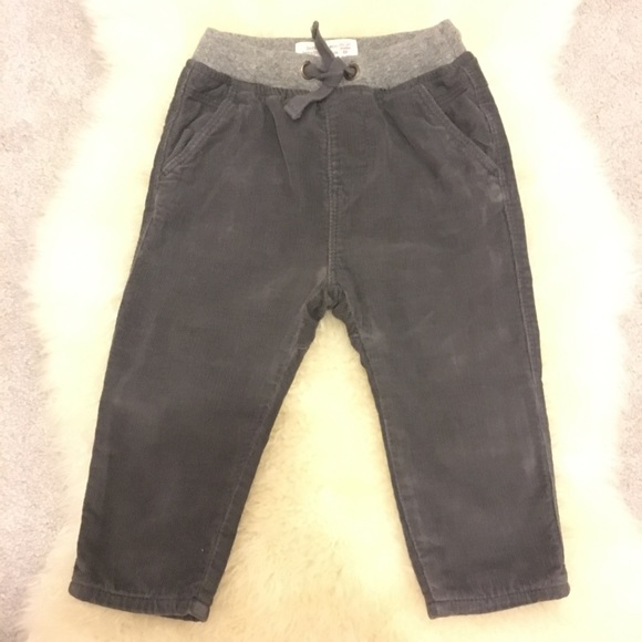Zara Basic Lined Drawstring Corduroy Trousers - Picture 1 of 5