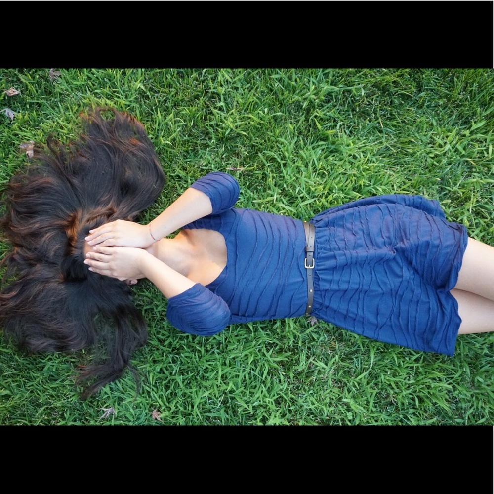 BLUE rippled dress (BELT OPTIONAL)