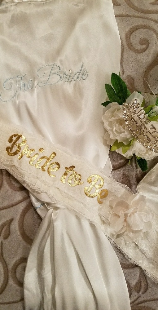 In Bloom by Jonquil Bridal robe, with sash & tiara