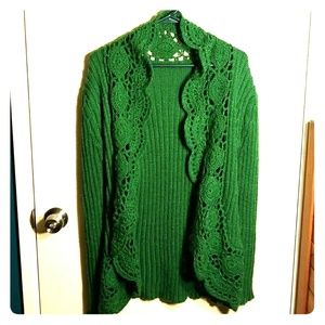 Warm Green Woven Cardigan