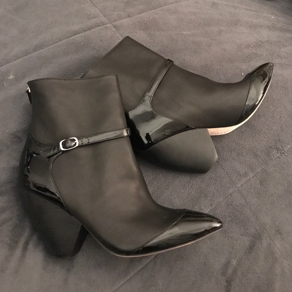 Aska Black Leather Booties
