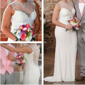 White jersey material prom dress