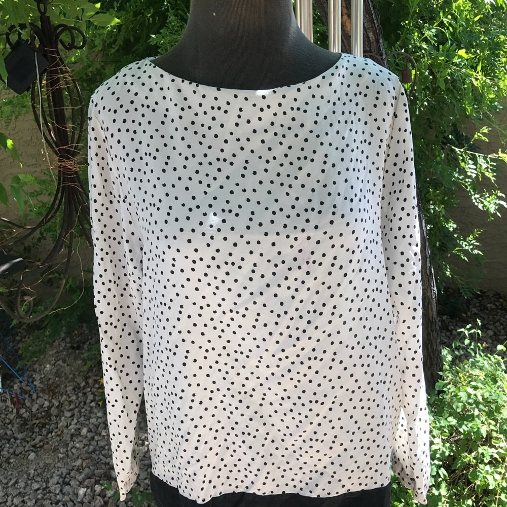 100% Silk Polka Dot 3/4 Sleeve Blouse