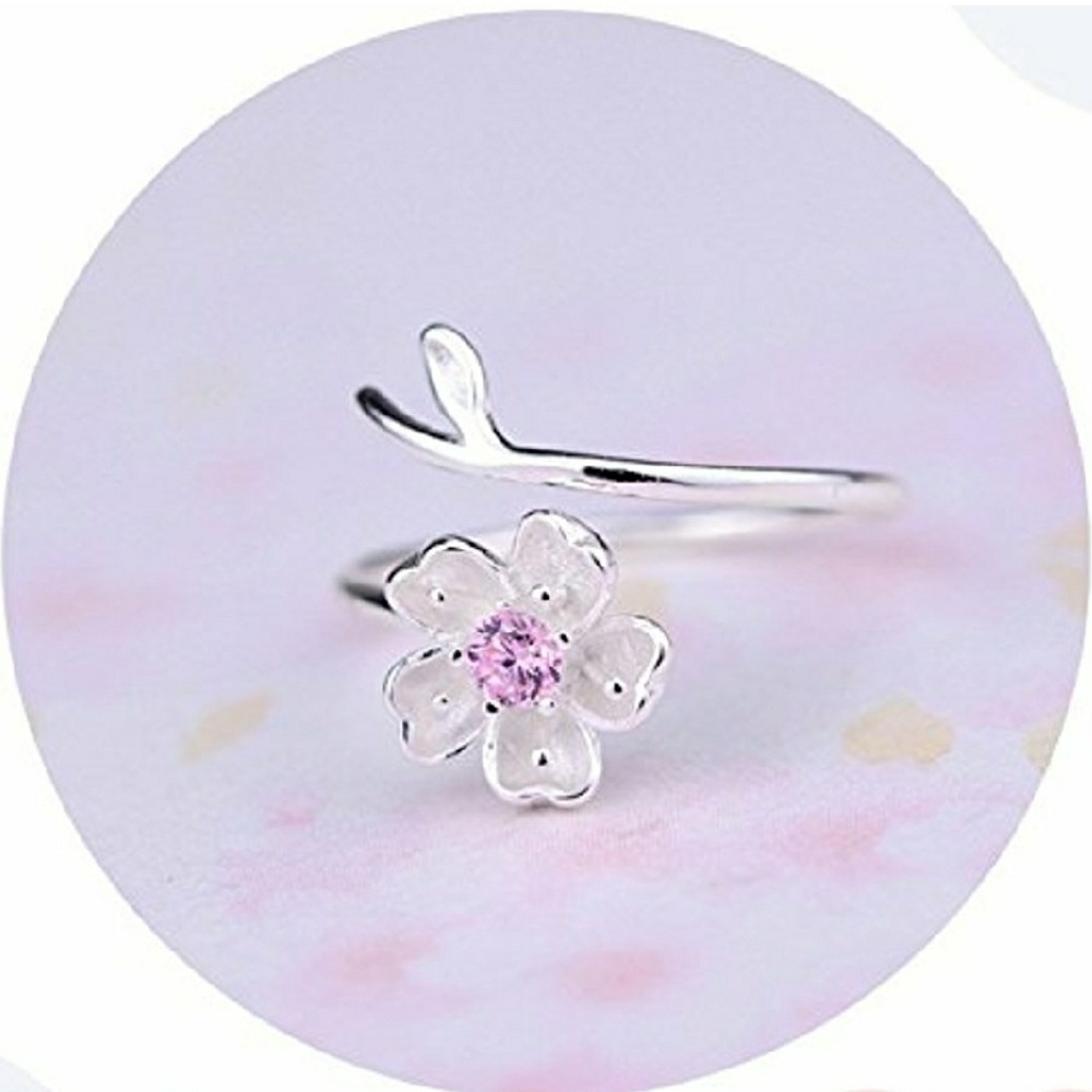 Sakura .925 SS Pink CZ Size Adjustable Ring