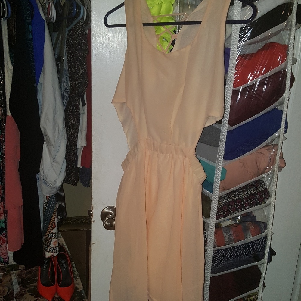 Peach color,  night owl dress