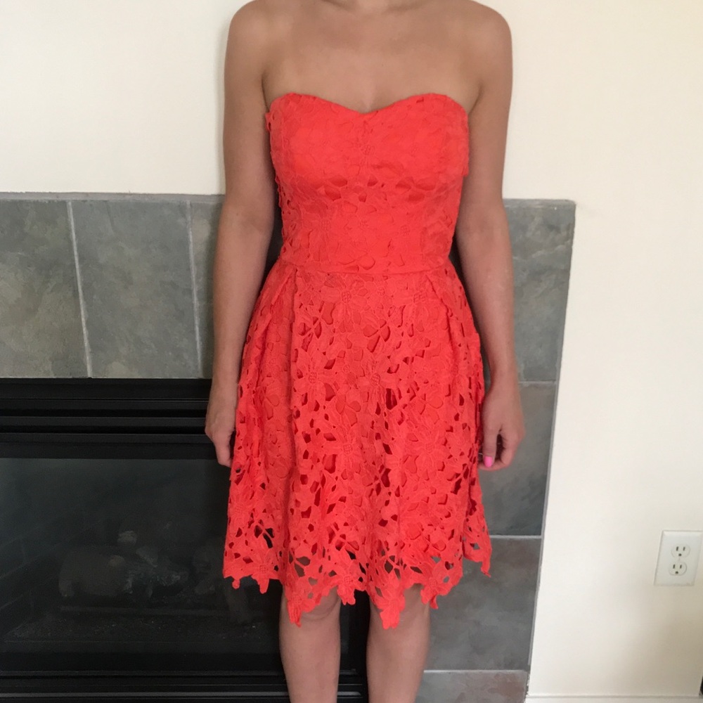 Coral lace dress