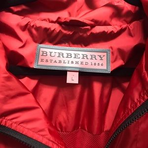 Red hot Burberry wind breaker with hoodie-Large