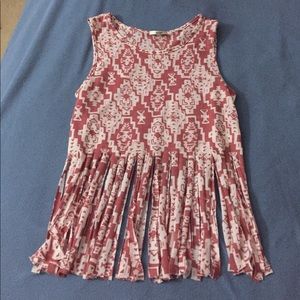 Red and White Fringe Top