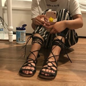 Comme des Garcons Black Leather Gladiator Sandals
