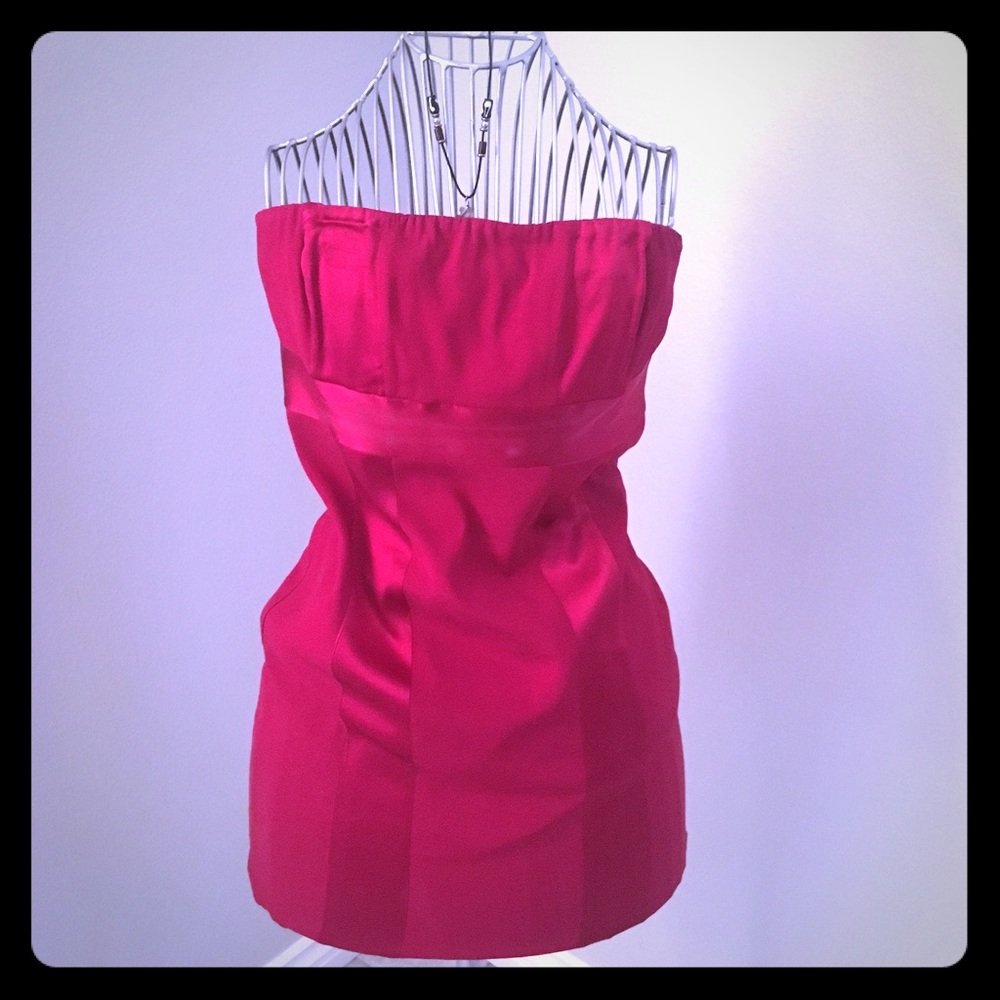 Red semi formal strapless dress