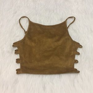 LF tan suede crop top